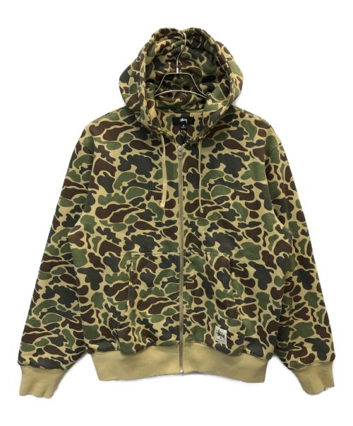 stussy（ステューシー）stussy (ステューシー) CAMO DOUBLE FACE ZIP HOODIE カーキ サイズ:Sの古着・服飾アイテム