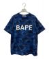 A BATHING APE（アベイシングエイプ）の古着「サルカモプリントTシャツ」｜ブルー