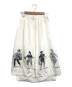 COMME des GARCONSコムデギャルソン）の古着「クラウンプリントレーヨンスカート」｜ホワイト