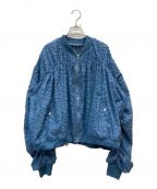 seytoセイト）の古着「See through lace gather blouson」｜スカイブルー