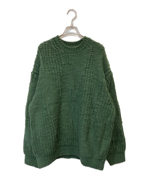 YOKE（ヨーク）YOKE (ヨーク) IRREGULAR KNITTED CREWNECK SWEATER グリーン サイズ:3の古着・服飾アイテム