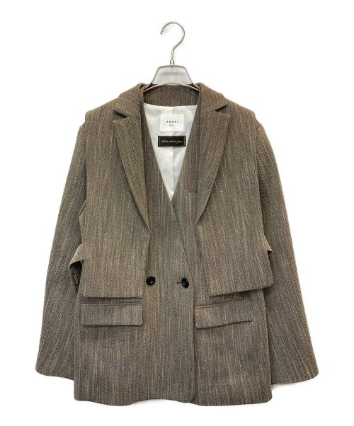 Ameri（アメリ）Ameri (アメリ) CONVERTIBLE HERRINGBONE JACKET ブラウン サイズ:Sの古着・服飾アイテム