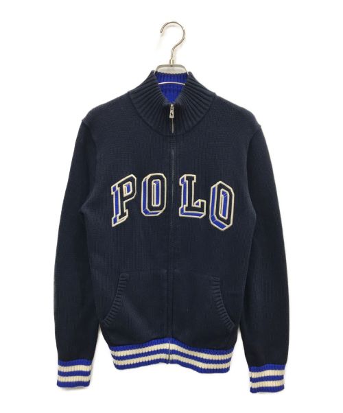 POLO RALPH LAUREN（ポロ・ラルフローレン）POLO RALPH LAUREN (ポロ・ラルフローレン) ロゴジップニット ネイビー サイズ:Lの古着・服飾アイテム