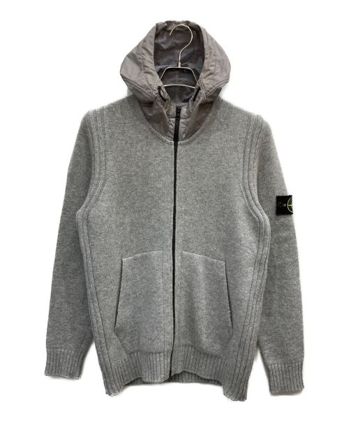 STONE ISLAND（ストーンアイランド）STONE ISLAND (ストーンアイランド) Lambswool Hooded Cardigan グレー サイズ:Mの古着・服飾アイテム