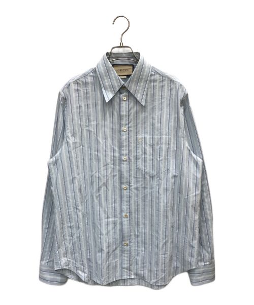 GUCCI（グッチ）GUCCI (グッチ) Striped Collared Long-sleeve Shirt スカイブルー サイズ:15 1/2の古着・服飾アイテム