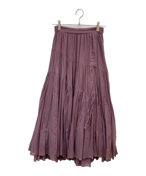 HER LIP TO（ハーリップトゥ）HER LIP TO (ハーリップトゥ) Asymmetric Tiered Cotton-voile Skirt パープル サイズ:Mの古着・服飾アイテム