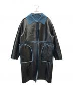 LE CIEL BLEUルシェルブルー）の古着「FAUX PATENT SHEARLING COAT」｜ブラック×ブルー