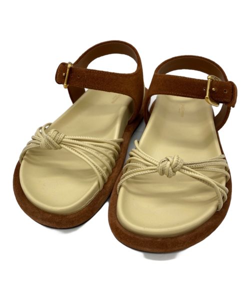 J&M DAVIDSON（ジェイ＆エム デヴィッドソン）J&M DAVIDSON (ジェイ＆エム デヴィッドソン) STRAPPY KNOTTED SANDAL ベージュ サイズ:36の古着・服飾アイテム