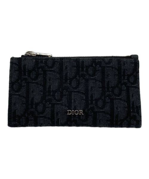 Christian Dior（クリスチャン ディオール）Christian Dior (クリスチャン ディオール) オブリークジップコインカードケース ブラックの古着・服飾アイテム