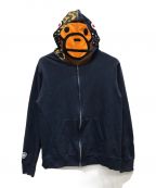 A BATHING APEアベイシングエイプ）の古着「SHARK FULL ZIP HOODIE」｜ネイビー