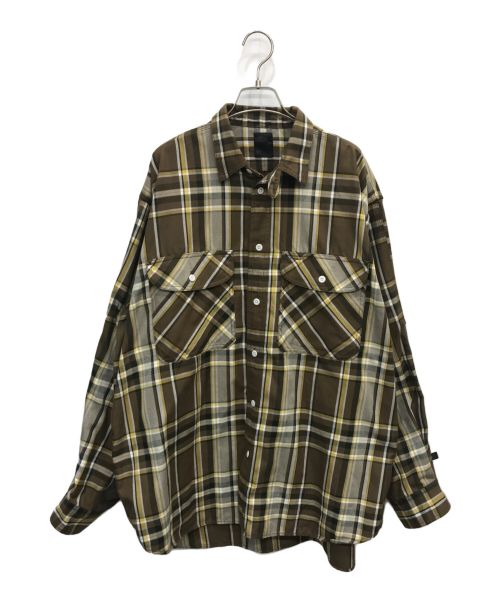 DAIWA PIER39（ダイワ ピア39）DAIWA PIER39 (ダイワ ピア39) TECH ELBOW PATCH WORK SHIRTS FLANNEL PLAIDS ブラウン サイズ:Lの古着・服飾アイテム