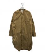 Gymphlexジムフレックス）の古着「TWILL BIO WASH BAND COLLAR SHIRT DRESS」｜ブラウン