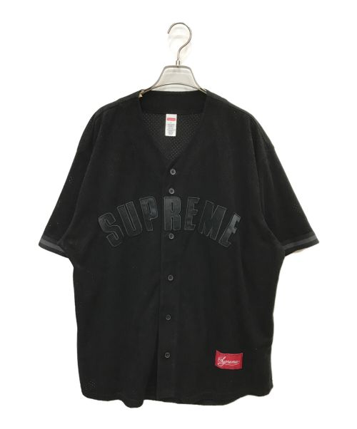 SUPREME（シュプリーム）SUPREME (シュプリーム) Ultrasuede Mesh Baseball Jersey ブラック サイズ:Lの古着・服飾アイテム