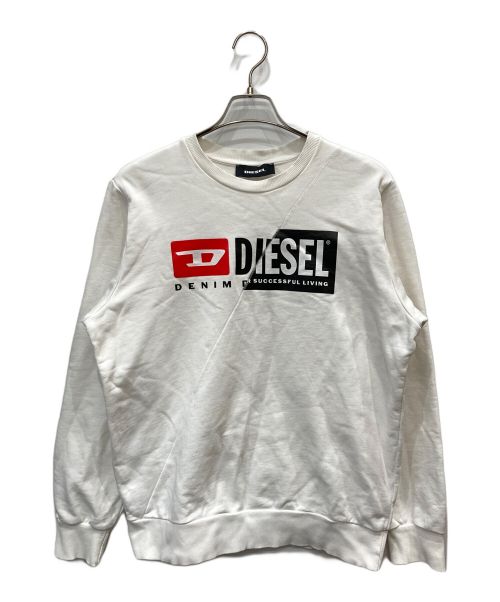 DIESEL（ディーゼル）DIESEL (ディーゼル) ダブルロゴスウェット ホワイト サイズ:Lの古着・服飾アイテム