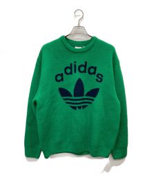 adidas（アディダス）の古着「ロゴクルーネックセーター」｜グリーン