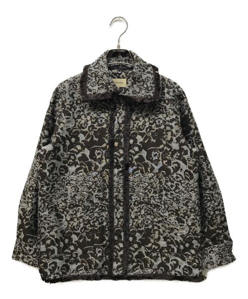 maturely（マチュアリー）maturely (マチュアリー) Flower Jacquard Fringe Jacket ブラウンの古着・服飾アイテム