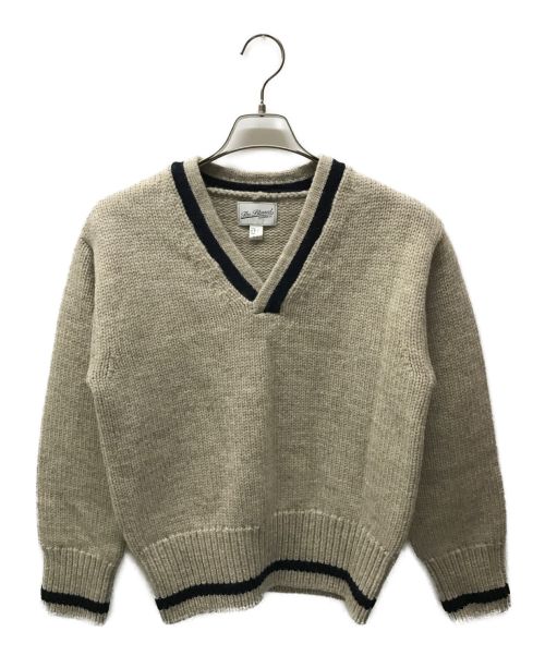 Blurred CLOTHING（ブラードクロージング）Blurred CLOTHING (ブラードクロージング) V-KNIT SWEATER Vネックニット BLD077 グレー×ネイビー サイズ:38の古着・服飾アイテム