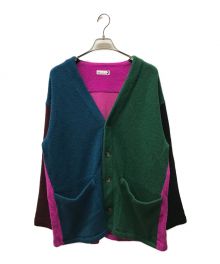 ts(s)（ティーエスエス）の古着「COLOR PANEL EASY CARDIGAN」｜グリーン×ピンク