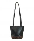 Yves Saint Laurentイヴサンローラン）の古着「【OLD】YSL金具ロゴカットワークレザーバッグ」｜ブラック