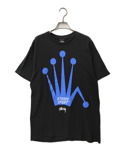 stussy（ステューシー）stussy (ステューシー) プリントTシャツ/王冠/クラウン/プリントTシャツ/ヴィンテージ/オールド ブラック サイズ:MIDIUMの古着・服飾アイテム