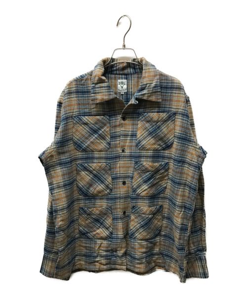 South2 West8（サウスツー ウエストエイト）south2 west8 (サウスツー ウエストエイト) 6 Pocket Shirt - Twill Plaid オレンジ サイズ:XSの古着・服飾アイテム