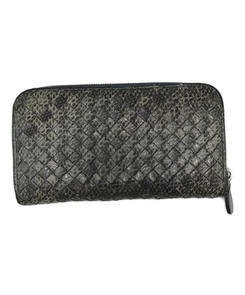 BOTTEGA VENETA（ボッテガベネタ）BOTTEGA VENETA (ボッテガベネタ) 長財布 ラウンドジップウォレット ネイビーの古着・服飾アイテム