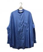 Graphpaperグラフペーパー）の古着「Broad L/S Oversized Band Collar Shirt ブロードロングスリーブオーバーサイズバンドカラーシャツ GM232-50002B」｜ブルー