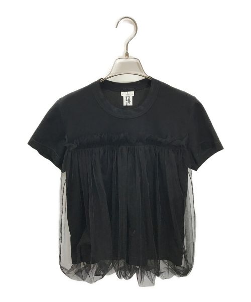 noir kei ninomiya（ノワール ケイ ニノミヤ）noir kei ninomiya (ノワール ケイ ニノミヤ) チュール切替Tシャツ/3E-T002 ブラック サイズ:SIZE Sの古着・服飾アイテム