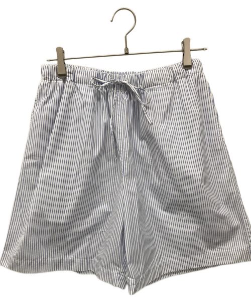 MY（マイ）MY (マイ) T.M. STRIPED BROAD SHORTS ストライプブロードショーツ MY マイ ハーフパンツ 裏地無し 日本製 THOMAS MASON 綿ブロード 221-61504 ブルー サイズ:1の古着・服飾アイテム