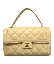 CHANEL（シャネル）の古着「マトラッセ ハンドバッグ ラムスキン ワイルドステッチ ハンドバッグ ギャランティーカード付」｜イエロー