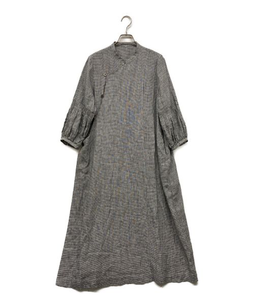 fig LONDON（フィグロンドン）fig London (フィグロンドン) morning LINEN chinois dress OP-004-22-1f  グレー サイズ:Fの古着・服飾アイテム