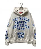 SUPREMEシュプリーム）の古着「Team Flocked Hooded Sweatshirt」｜ホワイト