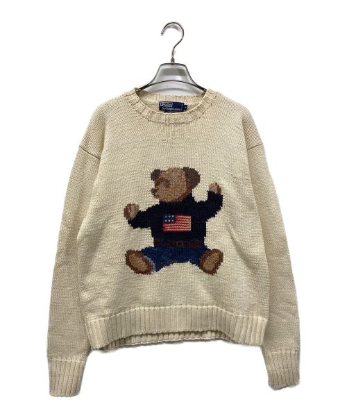 POLO RALPH LAUREN（ポロ・ラルフローレン）POLO RALPH LAUREN (ポロ・ラルフローレン) 90's ポロベア ハンドニットセーター アイボリー サイズ:Mの古着・服飾アイテム