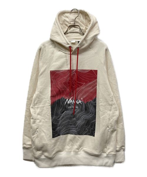 NANGA（ナンガ）NANGA (ナンガ) ECO HYBRID CONTOUR MAP LOGO SWEAT HOODIE/N11AWHG4 アイボリー サイズ:Lの古着・服飾アイテム