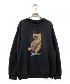 doubletダブレット）の古着「VIOLENT STUFF BEAR PRINT SWEAT SHIRT ベアプリントユーズド加工スウェット 23AW32CS292」｜ブラック