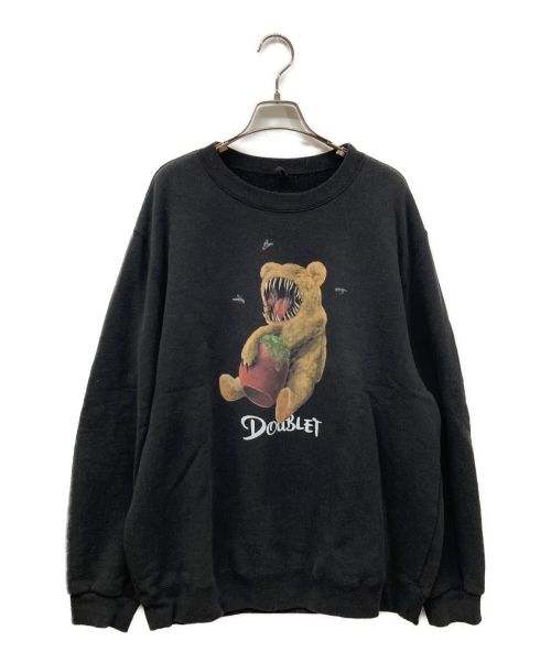 doublet（ダブレット）doublet (ダブレット) VIOLENT STUFF BEAR PRINT SWEAT SHIRT ベアプリントユーズド加工スウェット 23AW32CS292 ブラック サイズ:Ｍの古着・服飾アイテム