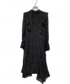 Ameriアメリ）の古着「POWER SHOULDER FRILL DRESS　星柄　017250121」｜ブラック