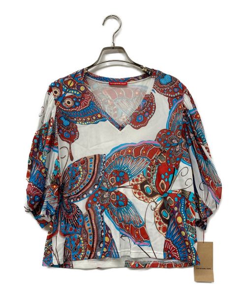 VIVIENNE TAM（ヴィヴィアンタム）VIVIENNE TAM (ヴィヴィアンタム) Giant Butterfly Print ON Netting Vit Blouse プリントジャージーブラウス 10176510 ホワイト サイズ:40 未使用品の古着・服飾アイテム