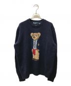 POLO RALPH LAURENポロ・ラルフローレン）の古着「Polo Bear Cotton Linen Crew neck Sweater ポロベアコットンリネンクルーネックセーター」｜ネイビー