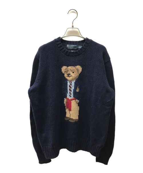 POLO RALPH LAUREN（ポロ・ラルフローレン）POLO RALPH LAUREN (ポロ・ラルフローレン) Polo Bear Cotton Linen Crew neck Sweater ポロベアコットンリネンクルーネックセーター ネイビー サイズ:Lの古着・服飾アイテム