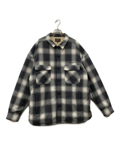 PENDLETON（ペンドルトン）PENDLETON (ペンドルトン) NEIGHBORHOOD (ネイバーフッド) 22AW CHECK BOA SH LS . WO 2221508N-SHM01 チェック柄ボアシャツジャケット オンブレチェック グレー サイズ:XLの古着・服飾アイテム