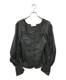 Mame Kurogouchi（マメクロゴウチ）の古着「Square Neck Puff Sleeve Shirt/MM22PF-SH716」｜ブラック