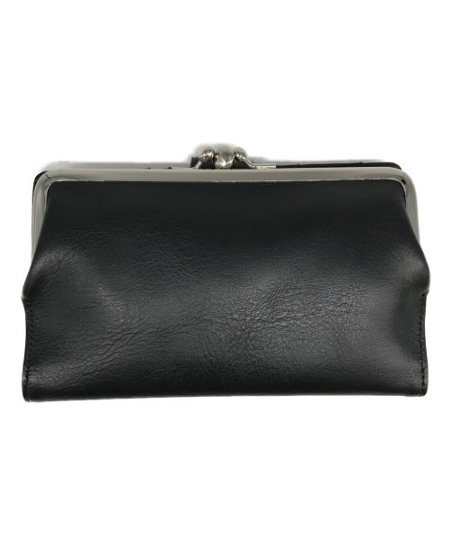 Y's（ワイズ）Y's (ワイズ) SEMI GLOSS LEATHER A CLASP LONG WALLET　YX-A02-711-1-02 がま口 ブラックの古着・服飾アイテム