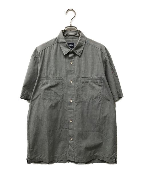 stussy（ステューシー）stussy (ステューシー) 90's シャツ Old stussy ステューシー 90年代 USA製 アメリカ製 半袖シャツ 千鳥格子 houndstooth チェックシャツ  グレー サイズ:Mの古着・服飾アイテム