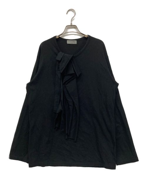 Yohji Yamamoto pour homme（ヨウジヤマモト プールオム）Yohji Yamamoto pour homme (ヨウジヤマモト プールオム) HANGING CORD HENLEY LONG SLEEVE T-SHIRT/HE-T09-072 ブラック サイズ:SIZE 3の古着・服飾アイテム