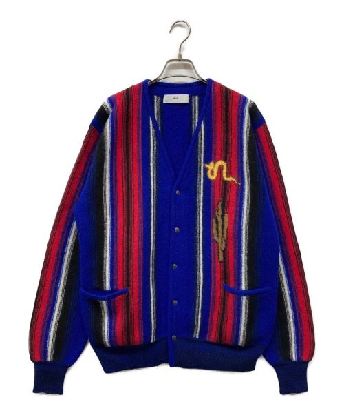 TOGA VIRILIS（トーガ ビリリース）TOGA VIRILIS (トーガ ビリリース) stripe knit cardigan ストライプ ニット カーディガン TOGA VIRILIS トーガ ビリリース TV22-X0302 ブルー サイズ:46の古着・服飾アイテム