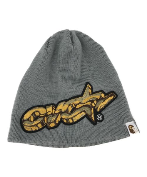 A BATHING APE（アベイシングエイプ）A BATHING APE OVO (オーヴォ) A BATHING APE X OVO KNIT CAP ア ベイシング エイプ x オーヴォ ニット キャップ ニットキャップ ビーニー グレー サイズ:SIZE Fの古着・服飾アイテム