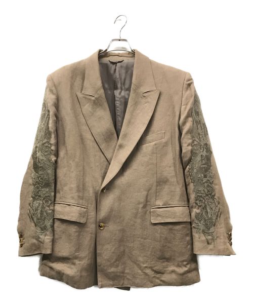 doublet（ダブレット）doublet (ダブレット) MEN CHAOS EMBROIDERY LINEN TAILORED JACKET/20SS09JK31/刺繍ジャケット ベージュ サイズ:SIZE Sの古着・服飾アイテム