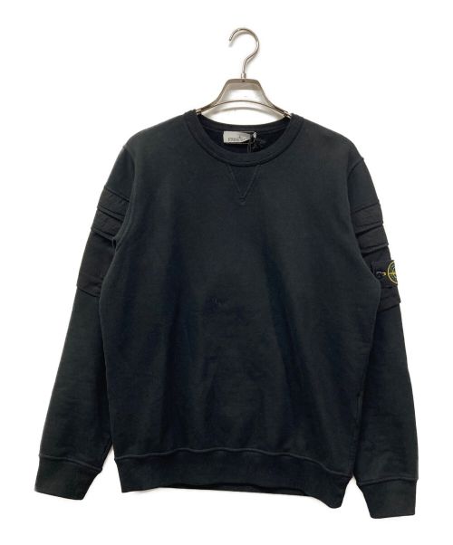 STONE ISLAND（ストーンアイランド）STONE ISLAND (ストーンアイランド) ガーメントダイ ショルダーポケット クルーネック スウェット 791560577 ブラック サイズ:Mの古着・服飾アイテム