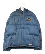 X-LARGEエクストララージ）の古着「ACTIVE DUCK PUFFER JACKET アクティブダックパファージャケット X-LARGE エクストララージ 101224021008 ロゴ刺繍 袖リブ インディゴ」｜インディゴ